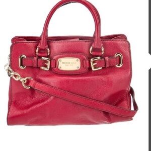 Michael Kors Red Satchel with Gold Accents